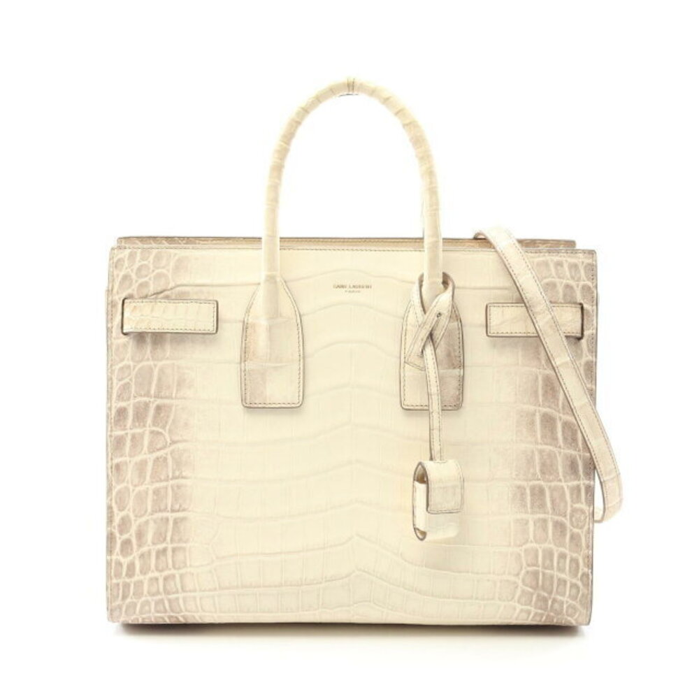 Saint Laurent Sac de Jour Handbag Leather Ivory White